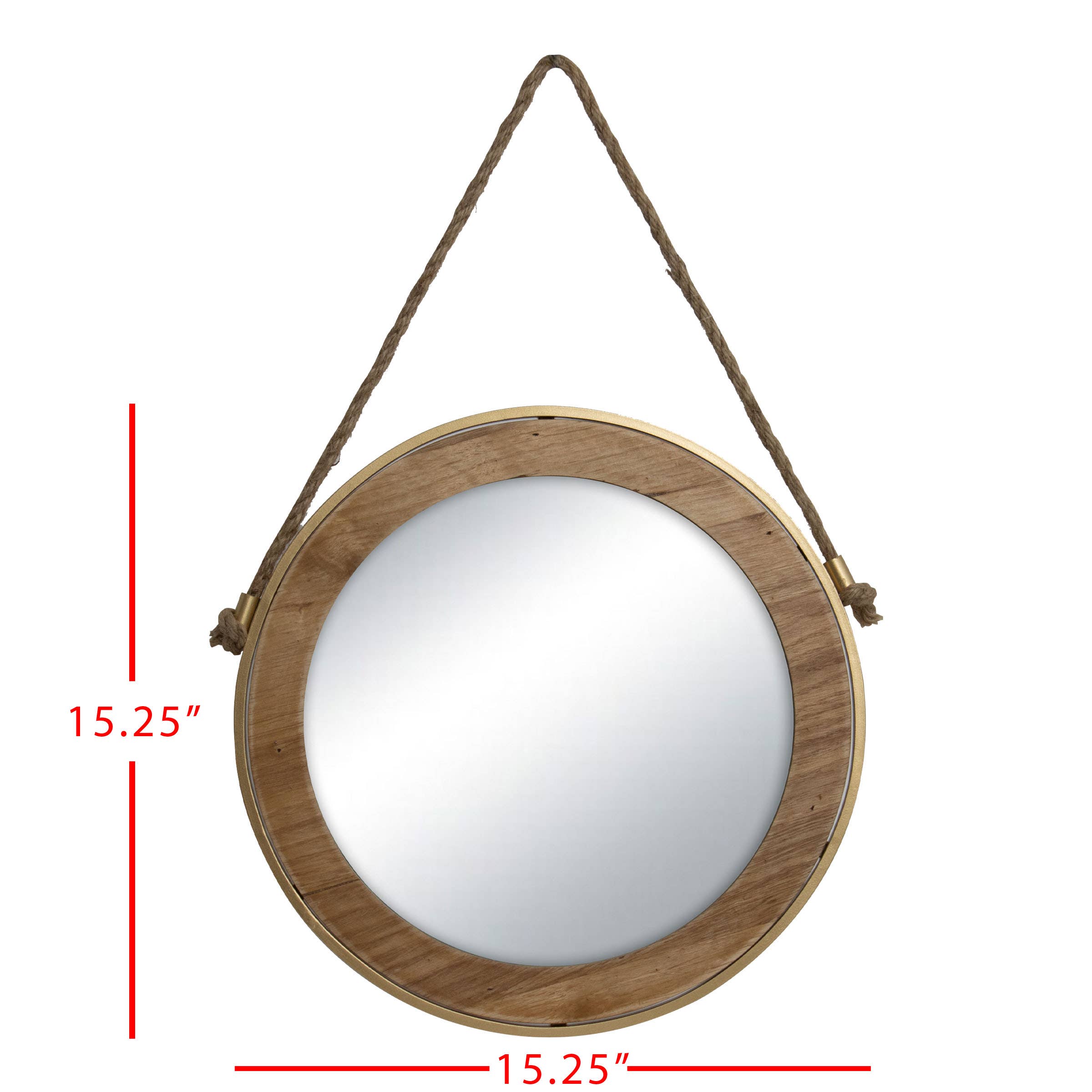 Foreside Home & Garden - Wholesale Wall Mirror - Copal Round Wall Mirror with Gold Finish Edge & Jute Hanger4