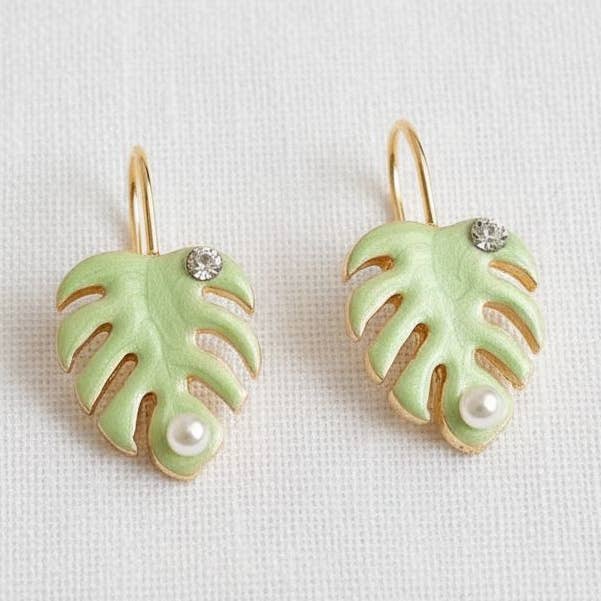 Floral Design Drop Earrings with Drip Oil Accent for wholesale by Ellemadera