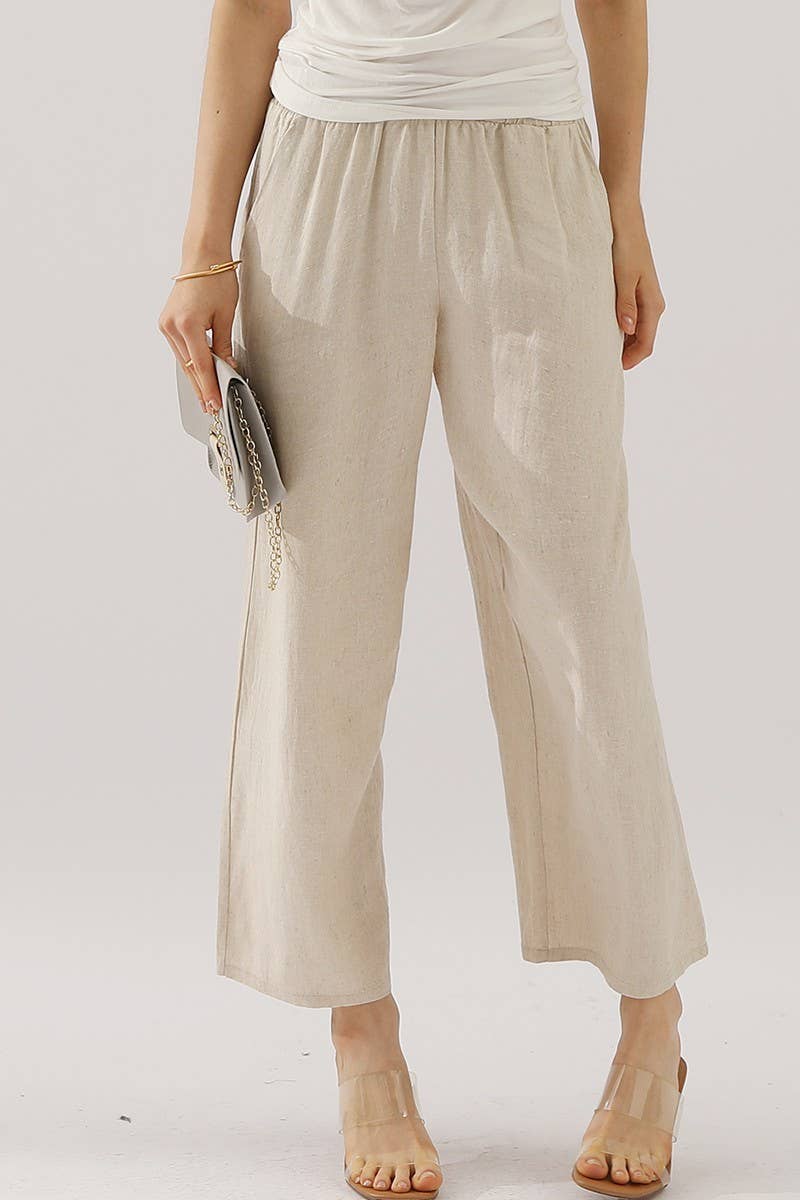 NINEXIS - Wholesale Pants - Women's - CWBLP416_EASY PULL ON LINEN CAPRIS PANTS WITH SIDE POCKET17