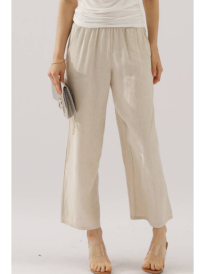 NINEXIS - Wholesale Pants - Women's - CWBLP416_EASY PULL ON LINEN CAPRIS PANTS WITH SIDE POCKET17