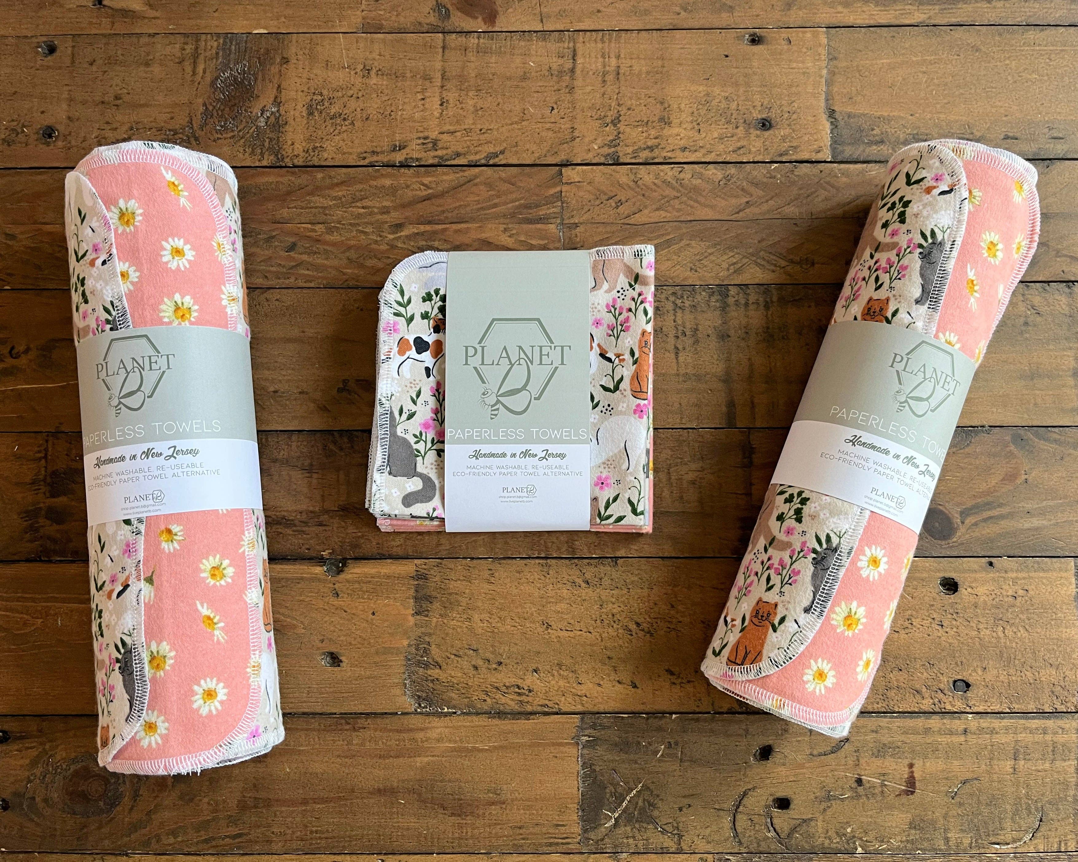 Planet B, Inc. – Großhandel Küchenhandtuch – Papierlose Handtücher - Wildblumenkatzen2