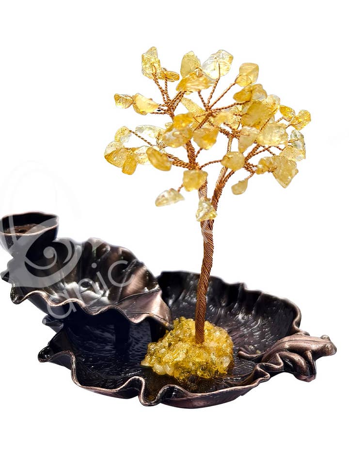 (PC)CONE BURNER - BACKFLOW GEM TREE METAL LOTUS CITRINE 4.5 for wholesale by Oceanic Linkways Inc