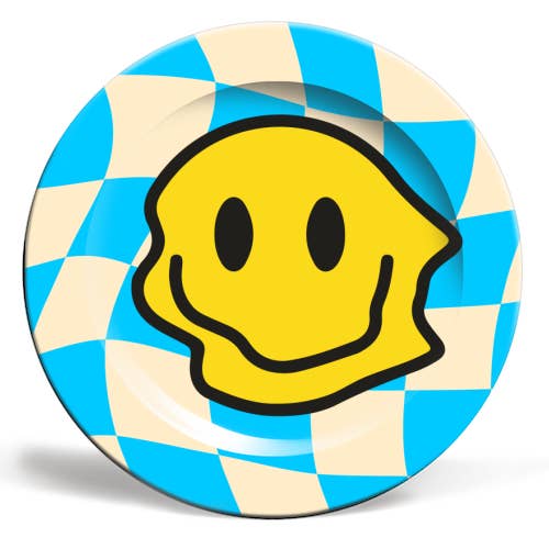 Placas 'Blue Wavy Smiley Bold Graphic De por atacado de ART WOW