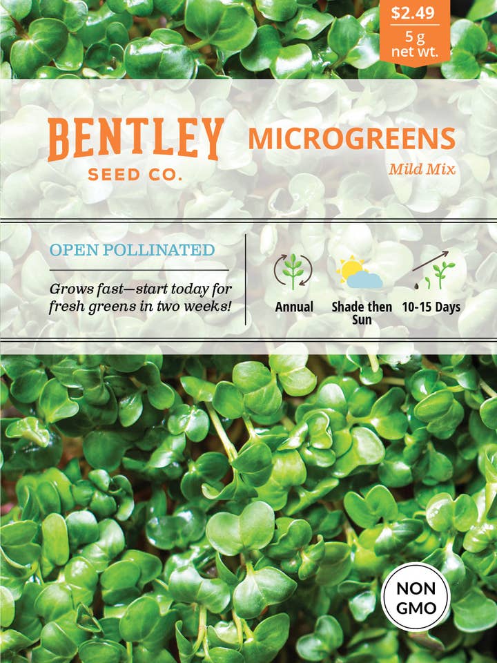 Microgreens, Mild Mix Seed Packets for wholesale by Bentley Seed Co.