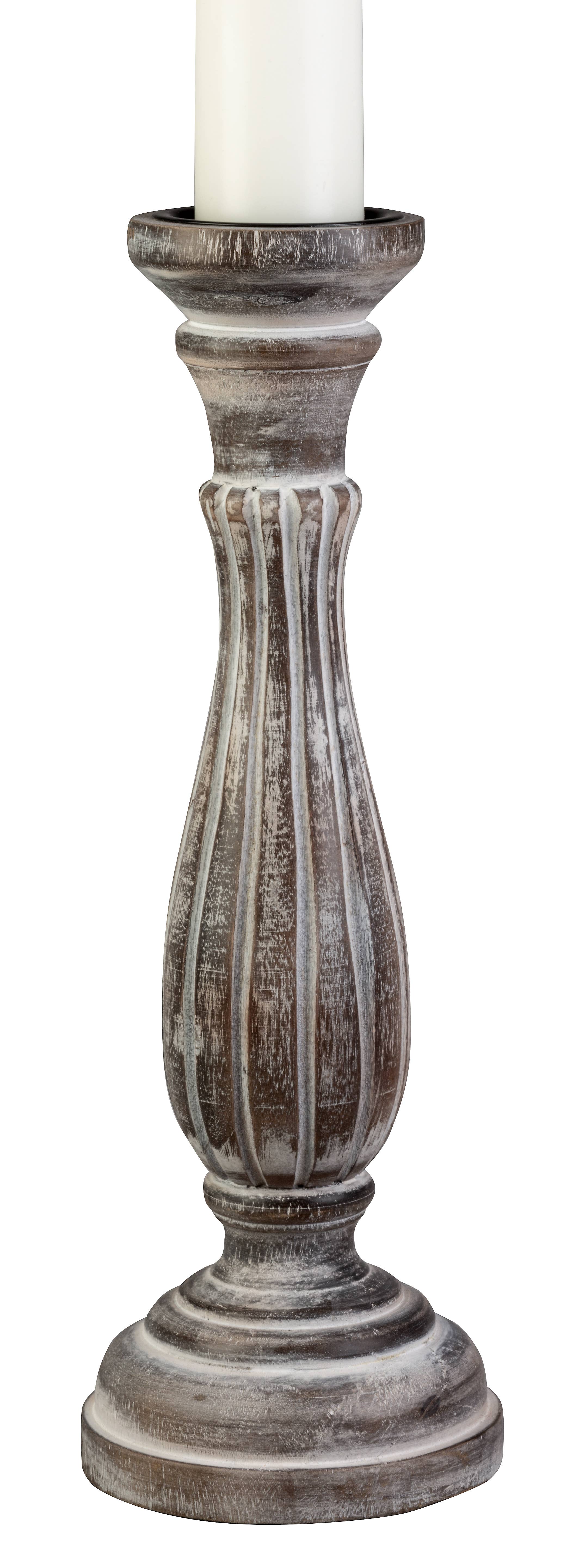 Biedermann & Sons – wholesale Ljushållare – 10" Höjd Vitlaserad Trähållare - Passar 3” Pelare0