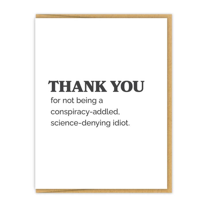 Thanks for not being an idiot | Letterpress Friendship Card for wholesale by Spacepig Press