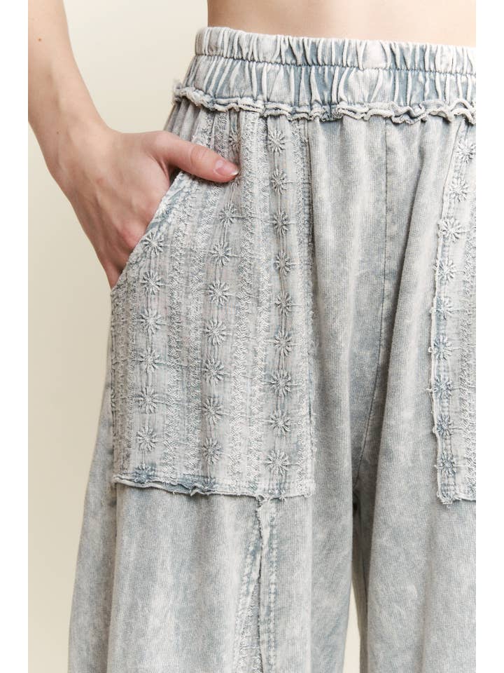 J.Her - Wholesale Pants - Women's - MineralWash Eyelet Flare pants HP5861.