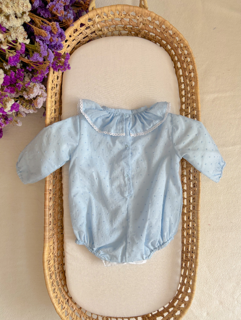 Maria Jasmim Baby & Child - Wholesale Bodysuit (Non-Footed) - Baby - Blue Plumeti Romper1