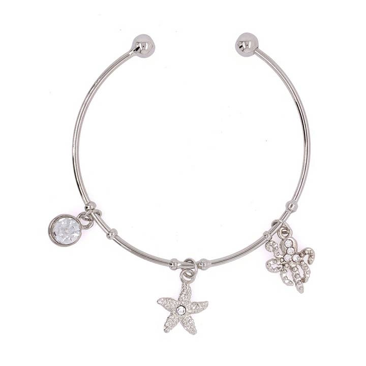 Bracciale rigido in argento con 3 ciondoli per la vendita all'ingrosso da parte di Jewelry Made by Me