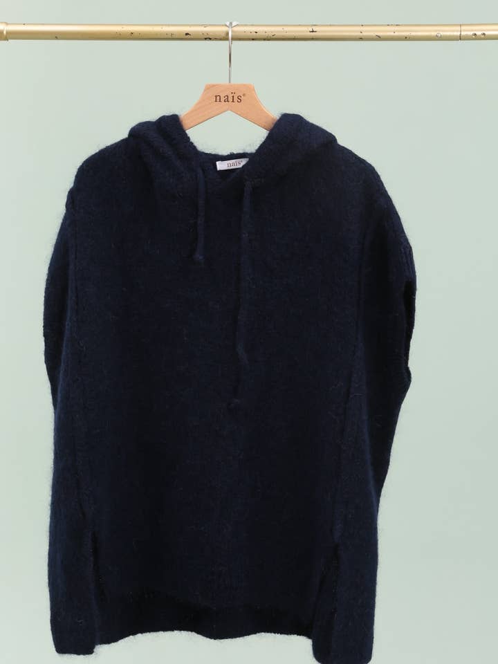 NAÏS PARIS - Wholesale Poncho - Women's - Mohair and wool hooded poncho with exposed seams3