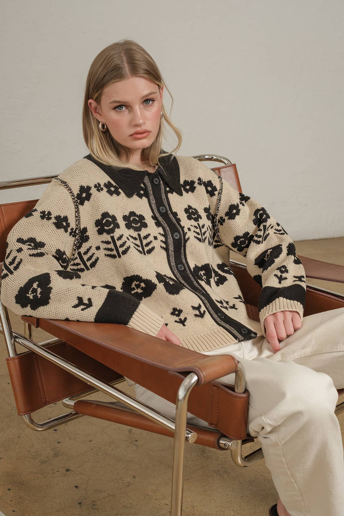 Floral Jacquard Knit Cardigan - RSW1120 for wholesale on Faire0