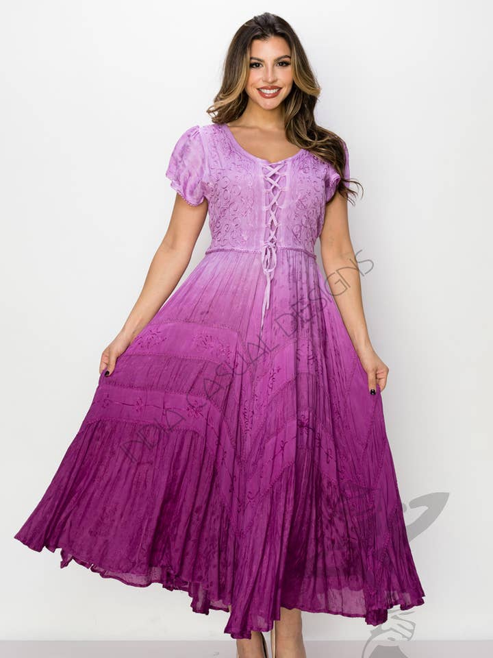 Two Tone Ombre Bohemian Elegance Dress with Embroidery for wholesale by JUST CRUISING - India Casual Designs