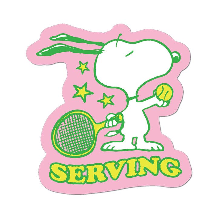 Apply Stickers - Wholesale Phone & Laptop Stickers - Serving By Snoopy (Tennis) - Die-Cut Sticker (Back To School)