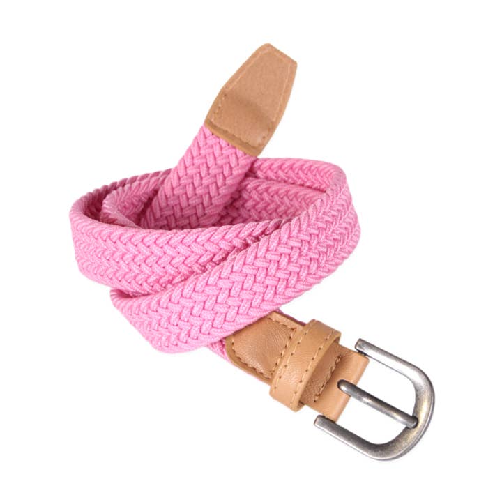 Peppercorn Kids - Wholesale Belt - Kids - Girls Stretch Cord Braided Belt - Pink ( Ages 4-14Y)