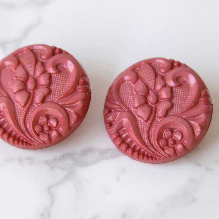 Boho Fabrics - Wholesale Sewing button/snap - Dusty Rose, Art Nouveau Florals, Shank Buttons. Available in 15mm, 18mm, 20mm, 25.5mm1