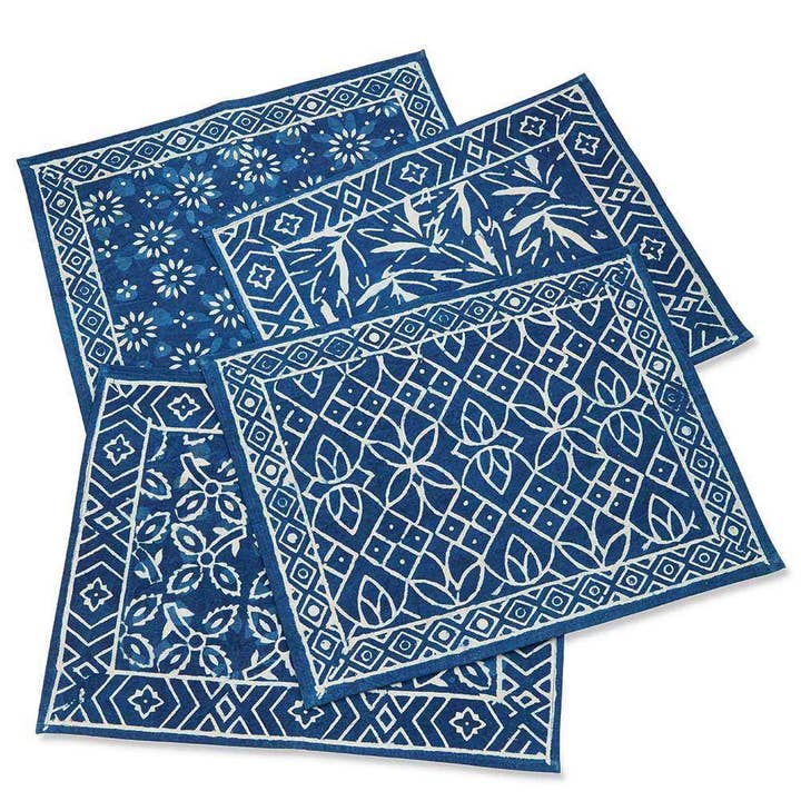 Indigo Dabu Block Print Placemats - Set of 4 for wholesale by SERRV International
