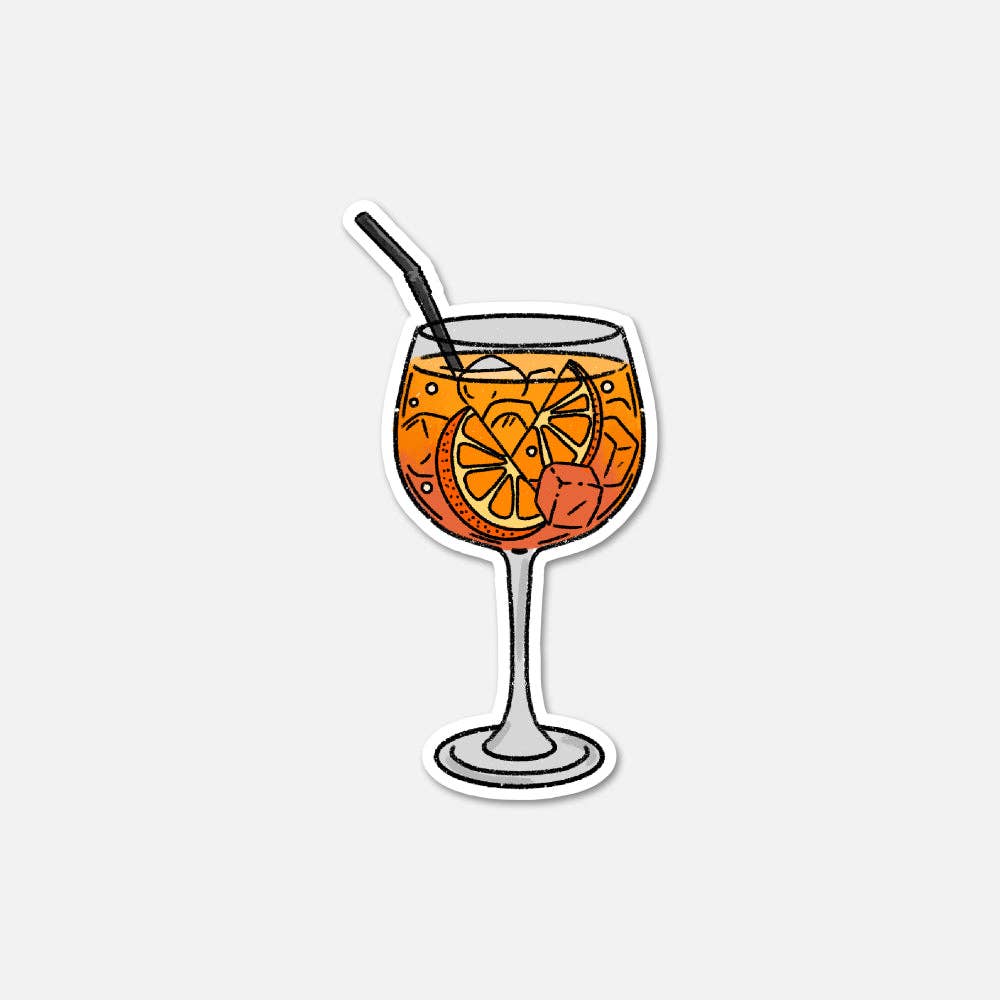 Footnotes - Wholesale Sticker - Aperol Spritz - Happy Hour Cocktail Sticker0