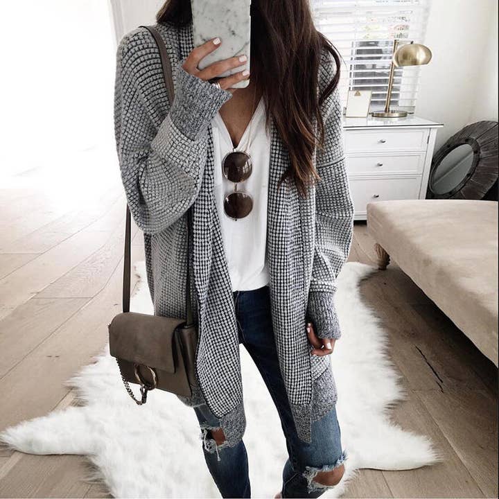 Picture Color New Autumn And Winter Sweaters Women's Plaid Woolen for wholesale on Faire