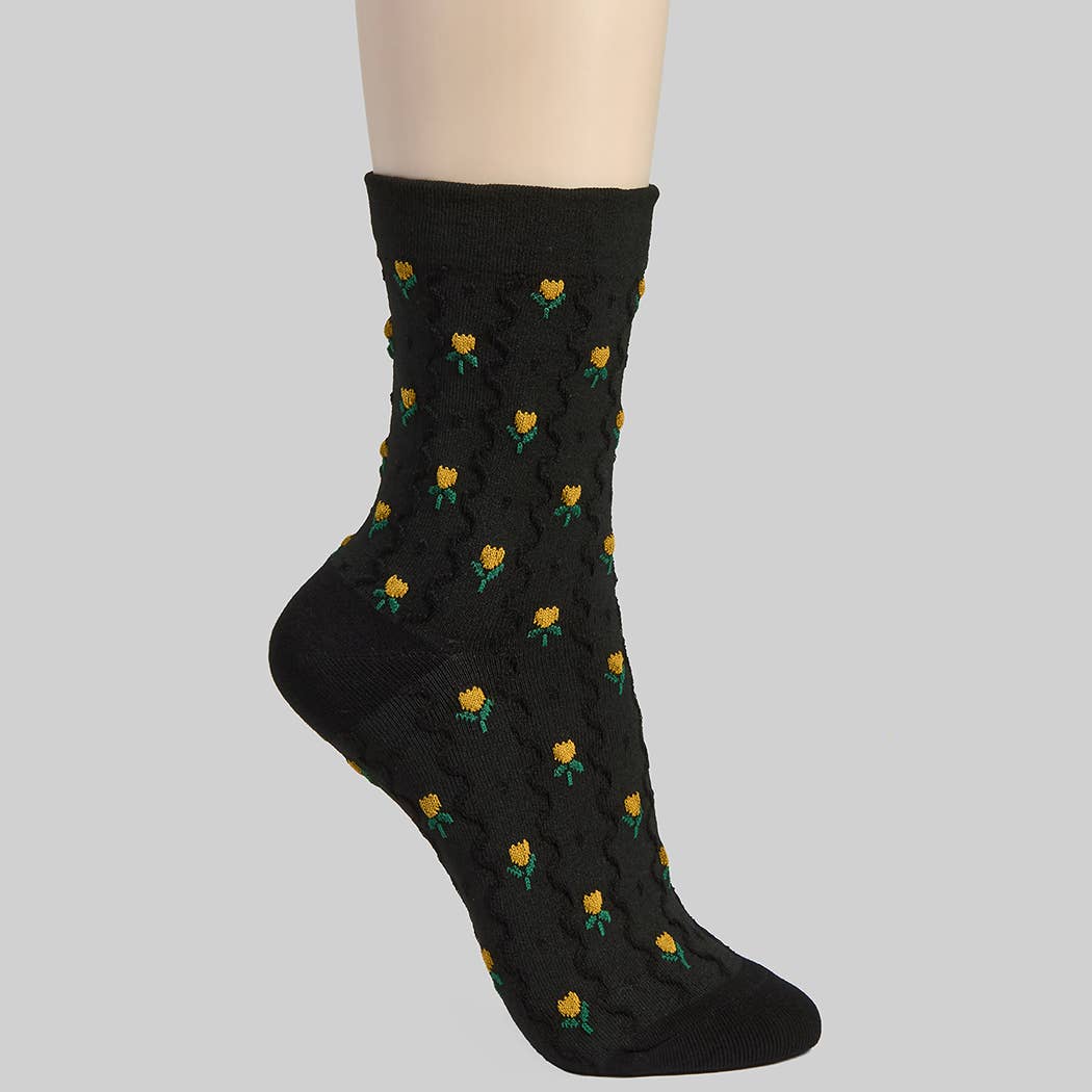 Girly – wholesale Socks – Women's – ALL OVER YELLOW TULIP PRINT SOCKS0