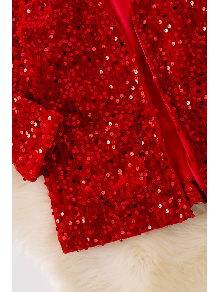 Kids Charm Online - Wholesale Cardigan - Kids - Red sequins cardigan with pockets. TPG41226 AMY2