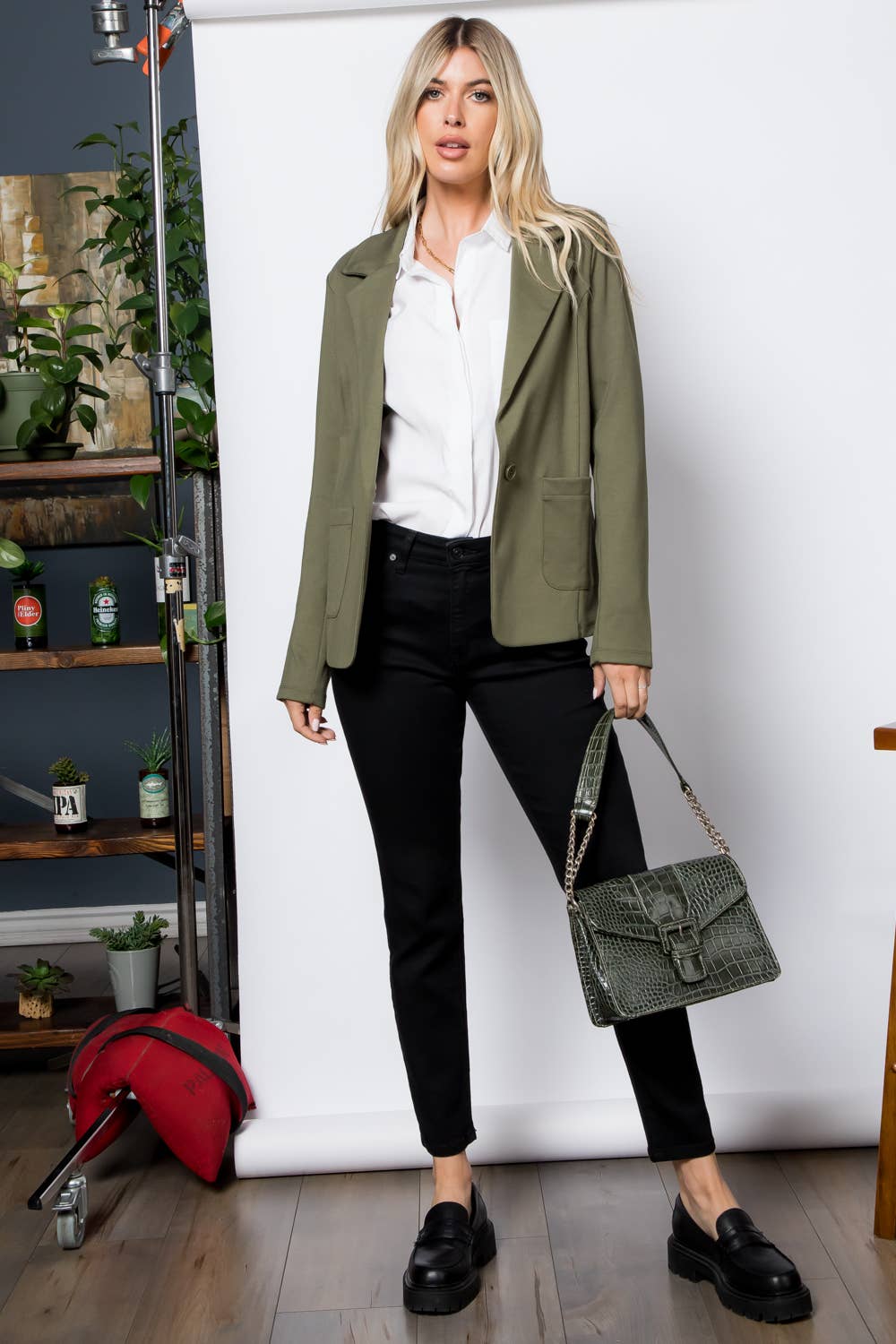 26 International - Wholesale Blazer - Women's - Ponte One Button Front /w Patch Pocket Blazer38