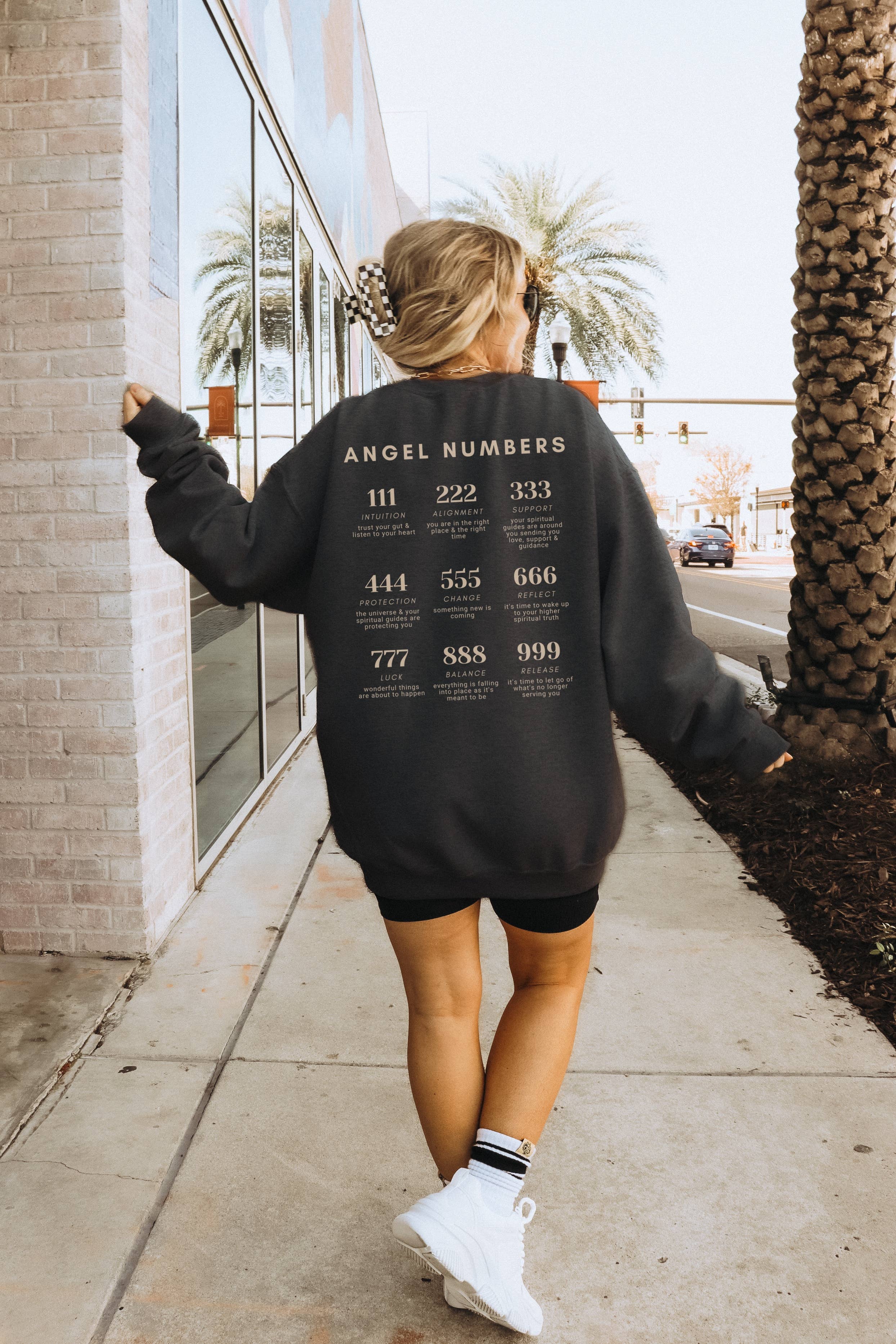 LOLA MAGNOLIA - Wholesale Graphic Sweatshirt - Women's - ANGEL NUMBERS CREWNECK PULLOVER