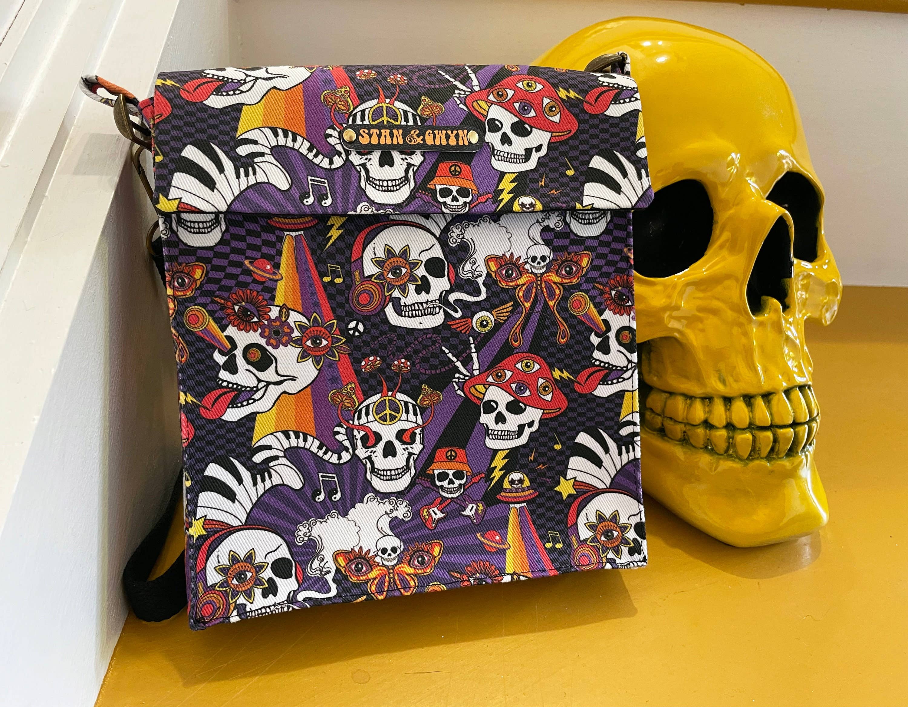 Stan and Gwyn - Vente Sac à bandoulière – femme - Sac Skulls avec motif tête de mort reconnaissante6