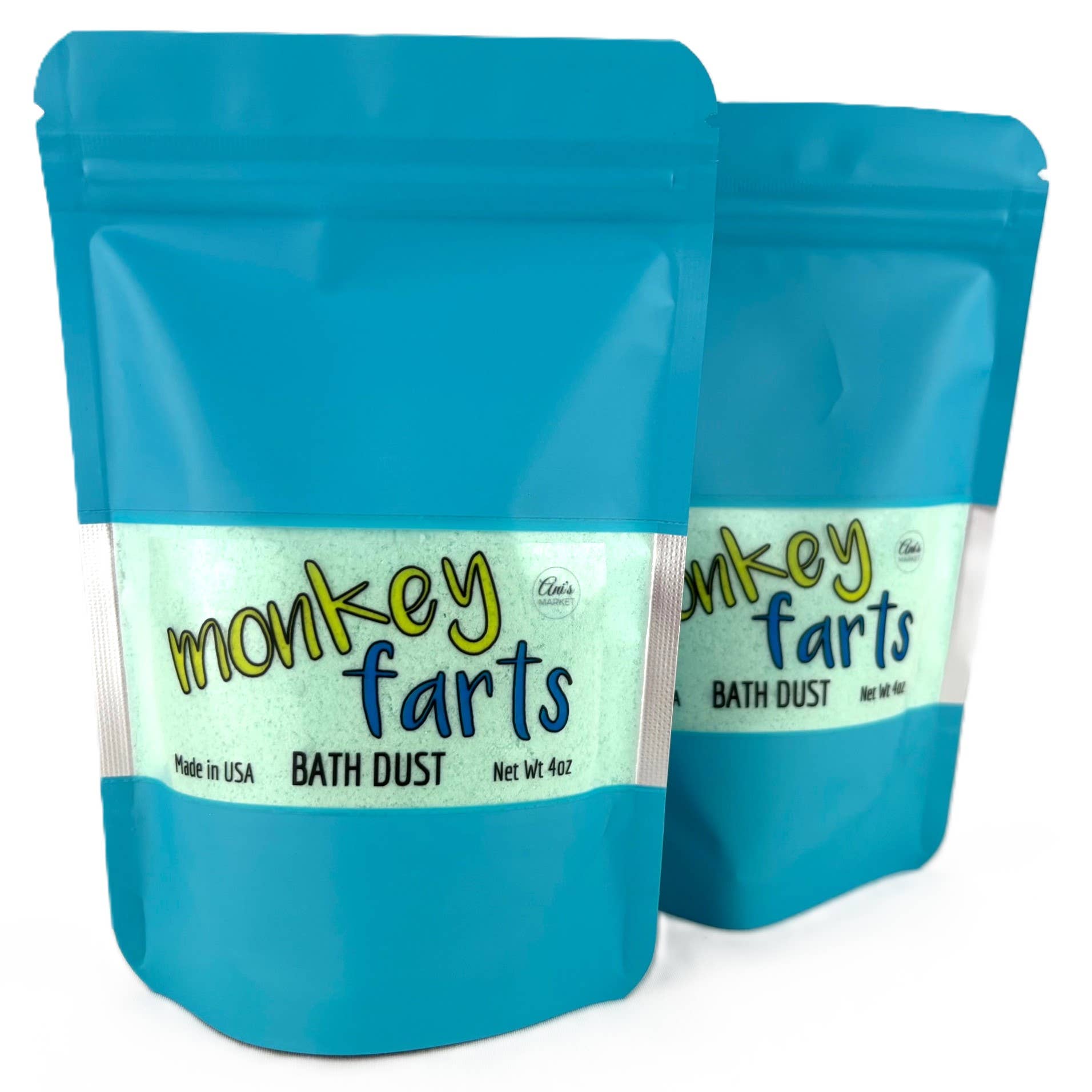 Ani’s Market LLC - Wholesale Bath Bomb/Fizz - Bath Dust Fizz Monkey Farts 4 oz Blue Green Kids Gift Gifts1