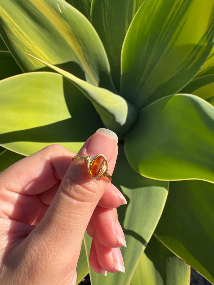 Genuine Sea Glass Brass Rings for wholesale by Seaside treasures