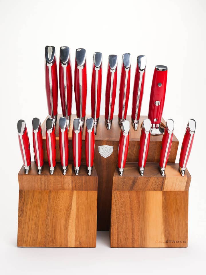 18-piece Colossal Knife Set with Block | Red Handles | Gladiator Series | Knives NSF Certified | Dalstrong © for wholesale by Dalstrong