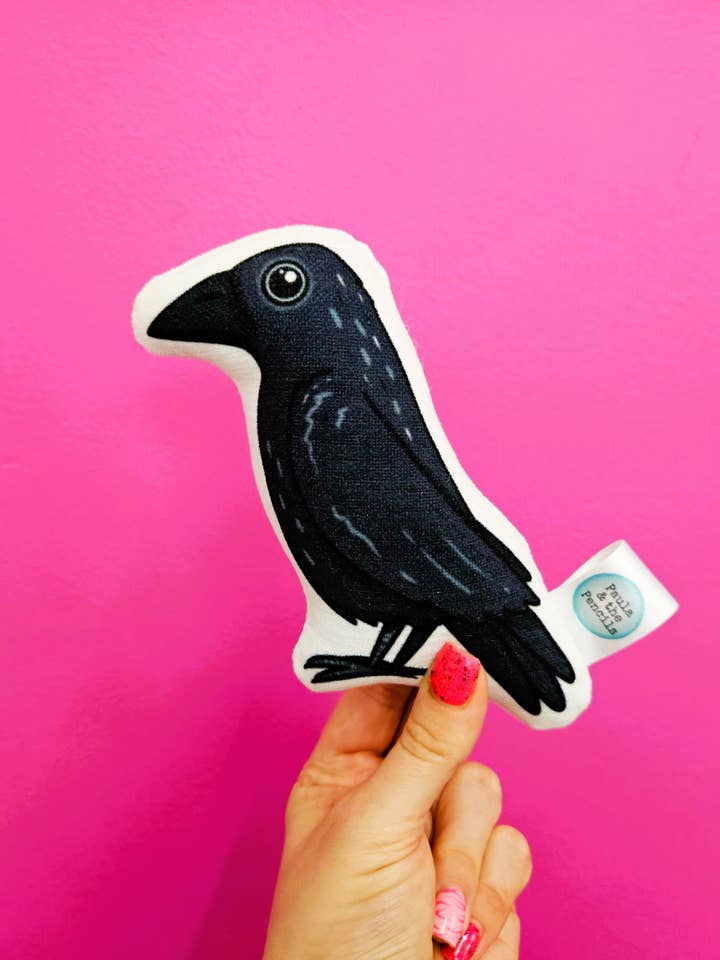 Hypoallergenic Chenille Crow Plushie Doll for wholesale by Paula and the Pencils