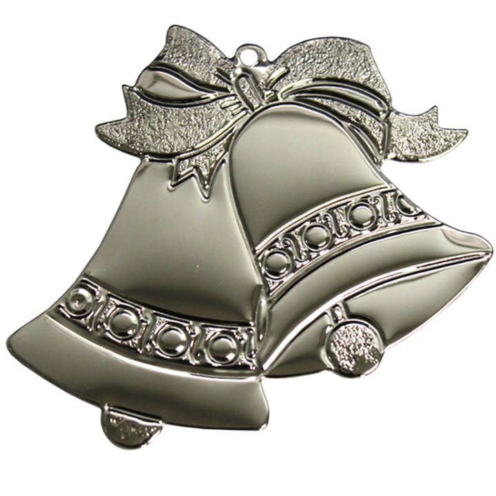 Ornement de Noël Double Cloche Argentée pour la vente par Gloria Duchin