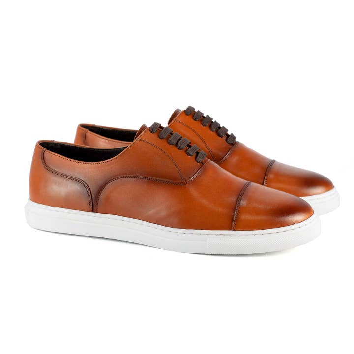 LINE-COGNAC leather leather sneakers for wholesale by Men's Heritage