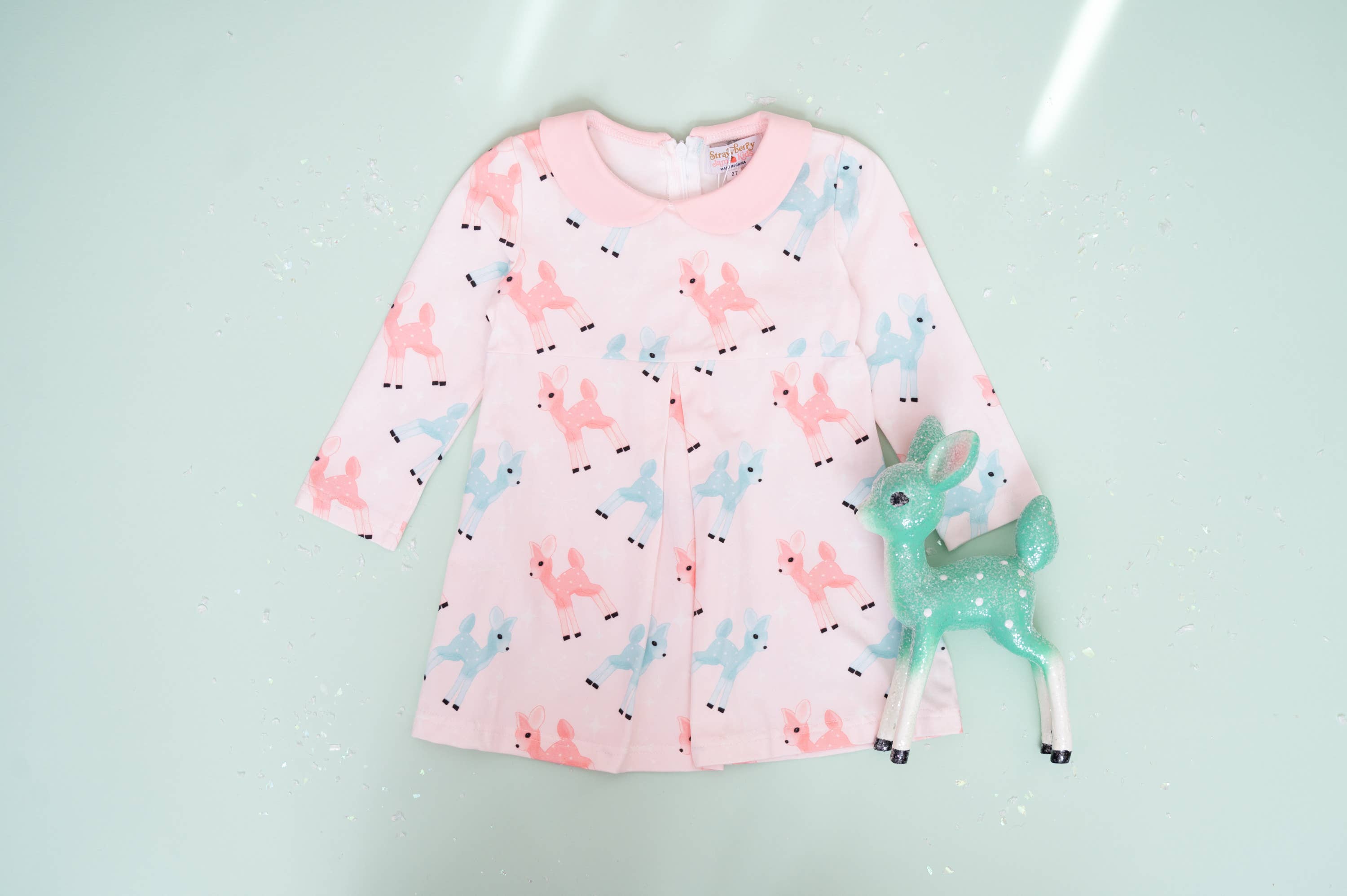 Strawberry Jam Kids - Wholesale Dress - Kids - Retro Pink Reindeer Girls Dress Vintage Style5