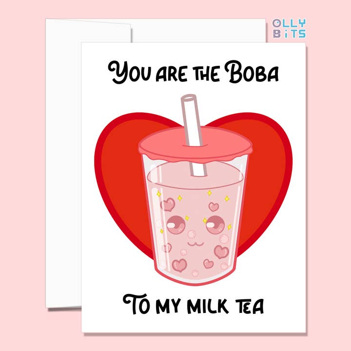 You Are The Boba To My Milk Tea Greeting Card for wholesale by Ollybits Pixel Art