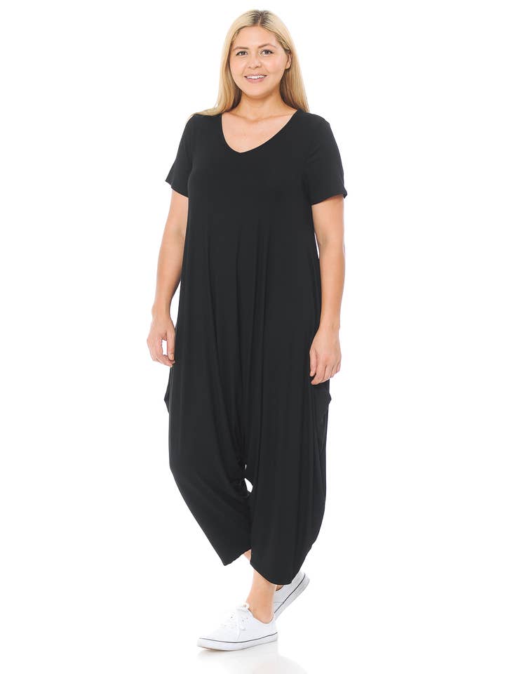 Allium - Wholesale Jumpsuit - Women's - Short Sleeve Harem Jumpsuit Plus11