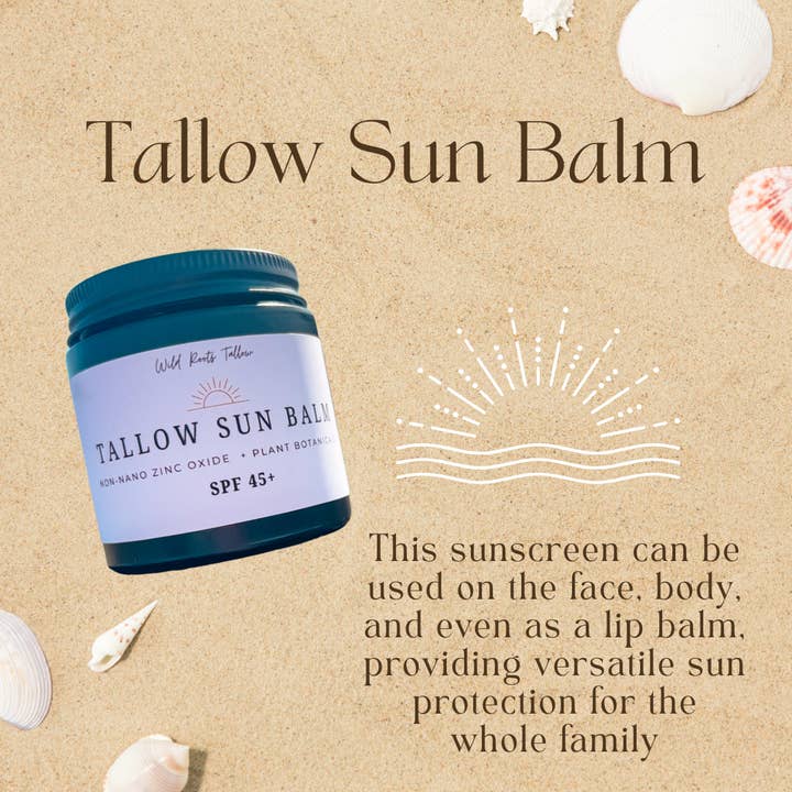 Wild Roots Tallow Co. - Wholesale Sunscreen - Tallow Sun Balm | Full Body Protection| Non-nano Zinc Oxide | Pure and Natural