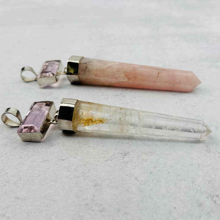 Rock Paradise - Wholesale Individual Charm/Pendant - Crystal Large Rose Quartz Pendants - You Choose -