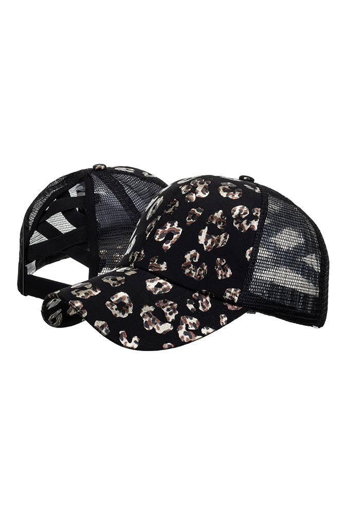 UNISHE - Wholesale Baseball Cap - Women's - Foil Leopard Print Baseball Cap ZMM0045