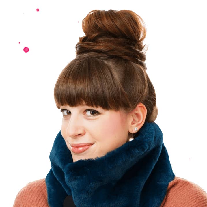 Wishproject - Wholesale Scarf - Women's - Faux fur fur | petrol | shawl collar