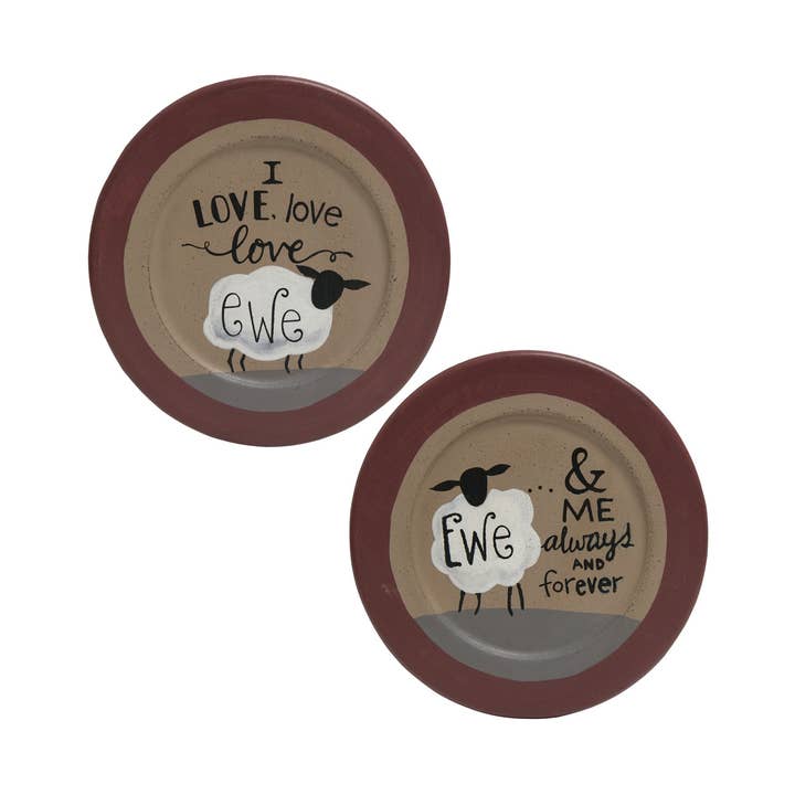 I Love Ewe Sheep Plate - 2 Asstd. for wholesale by The Hearthside Collection