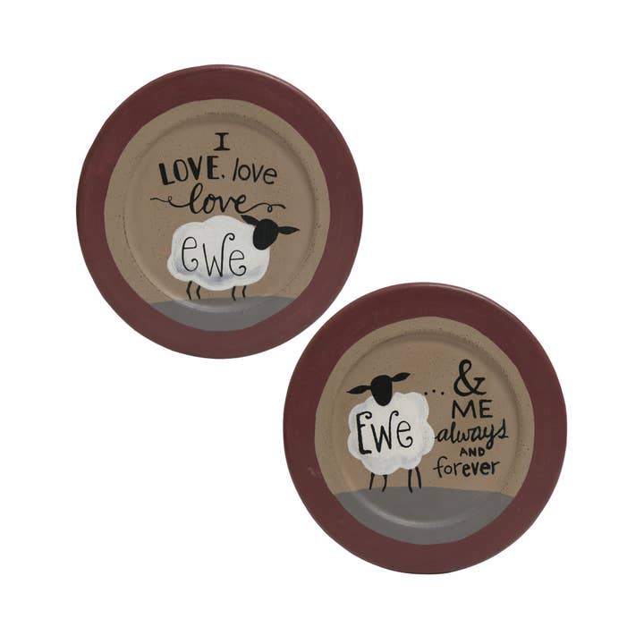 The Hearthside Collection – wholesale Decorative plate/dish/bowl – I Love Ewe Sheep Plate - 2 Asstd.