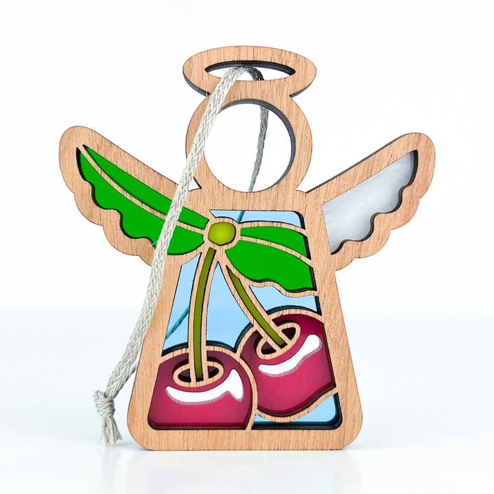Sweet Cherries Ornament | 3.5" (H) Angel Figurine | Mother's Angels® for wholesale by Forged Flare®