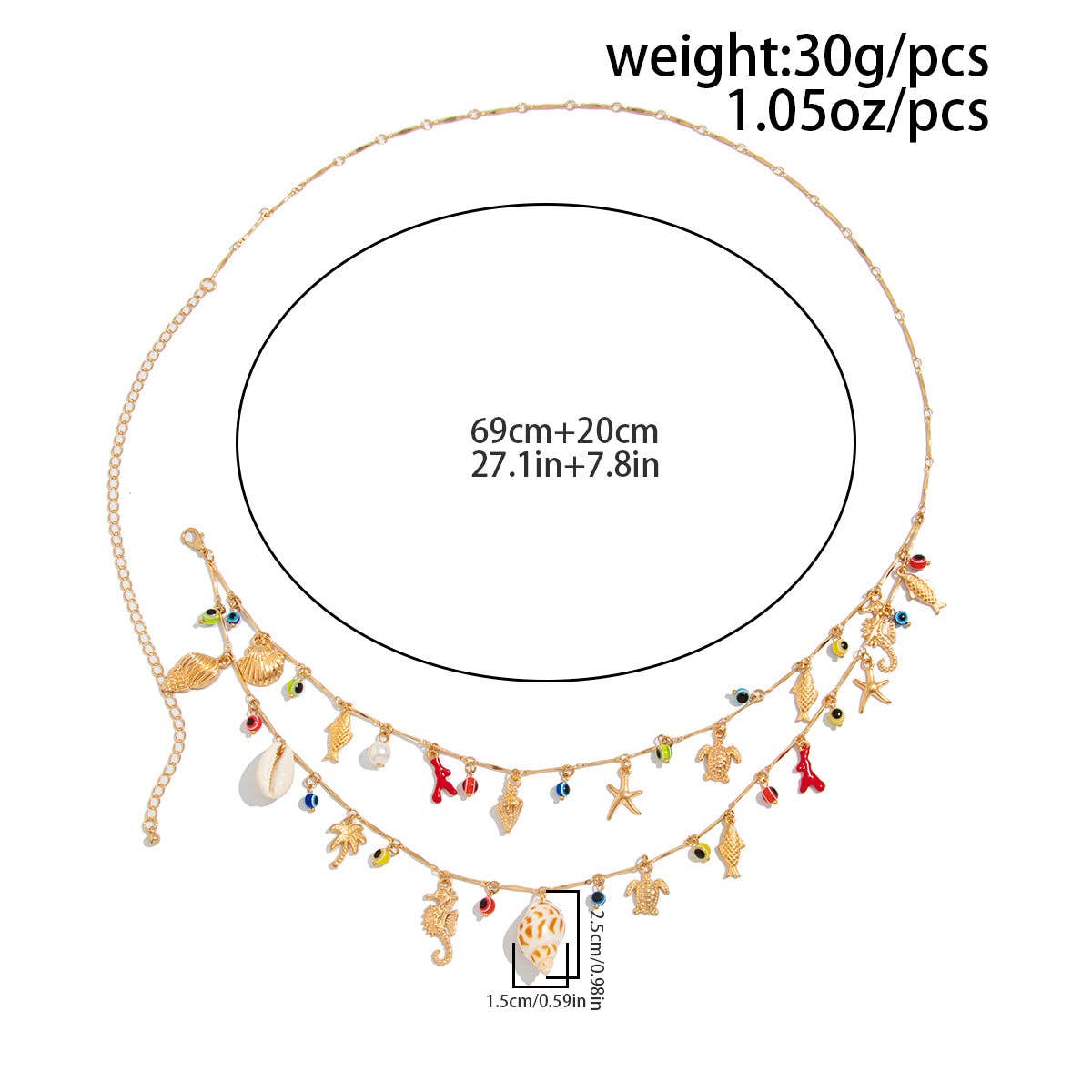 Dipped Shop – wholesale Belt – Women's – Boho Starfish Conch Pendant Waist Chain DP25D73516