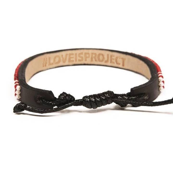 Love Is Project - Wholesale Beaded Bracelet - Skinny LOVE Bracelet - Red1