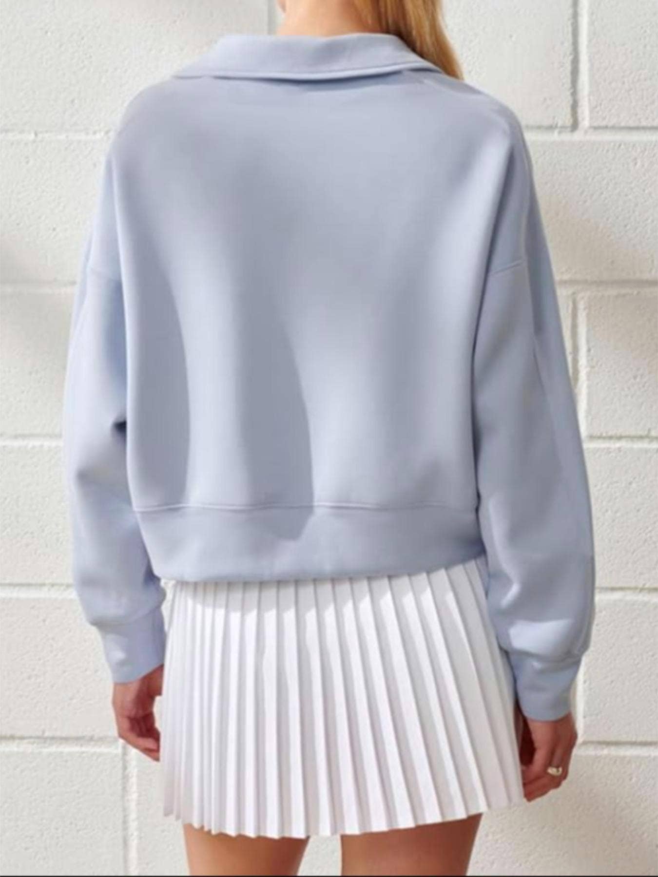 Rosa Clothing - Wholesale Sweatshirt - Women's - V-neck sloucy pullover preppy cropped sweatshirt3