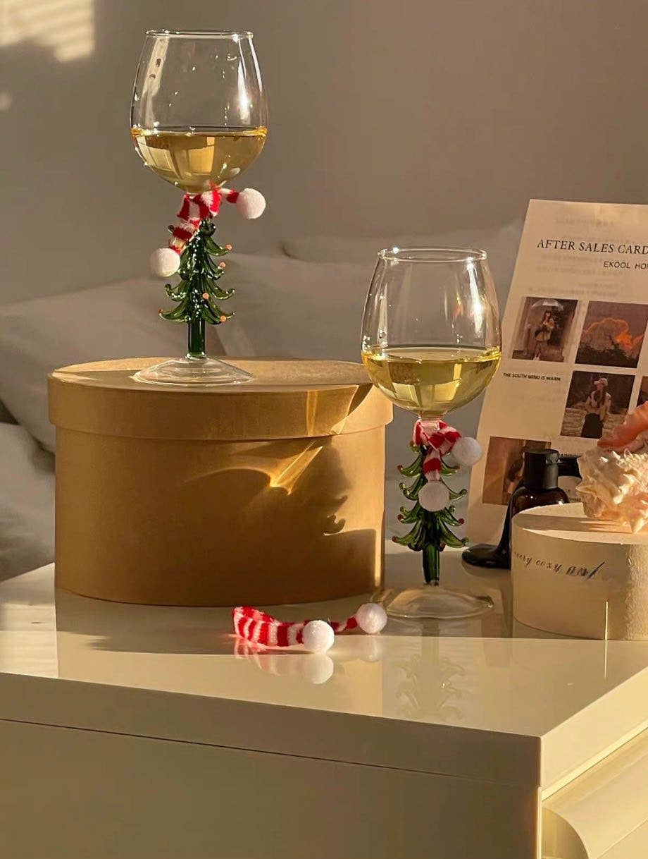 INSPECIAL HOME - Wholesale Wine Glass - Handblown Christmas Tree Wine Glass Goblets Case Of 4012