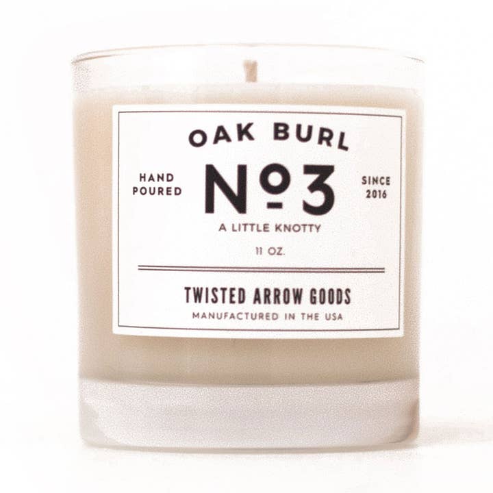 Oak Burl No. 3 Soy Candle for wholesale by Twisted Arrow Goods