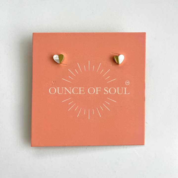Ounce of Soul - Wholesale Stud/Post Earrings - Mother of Pearl Heart Earrings