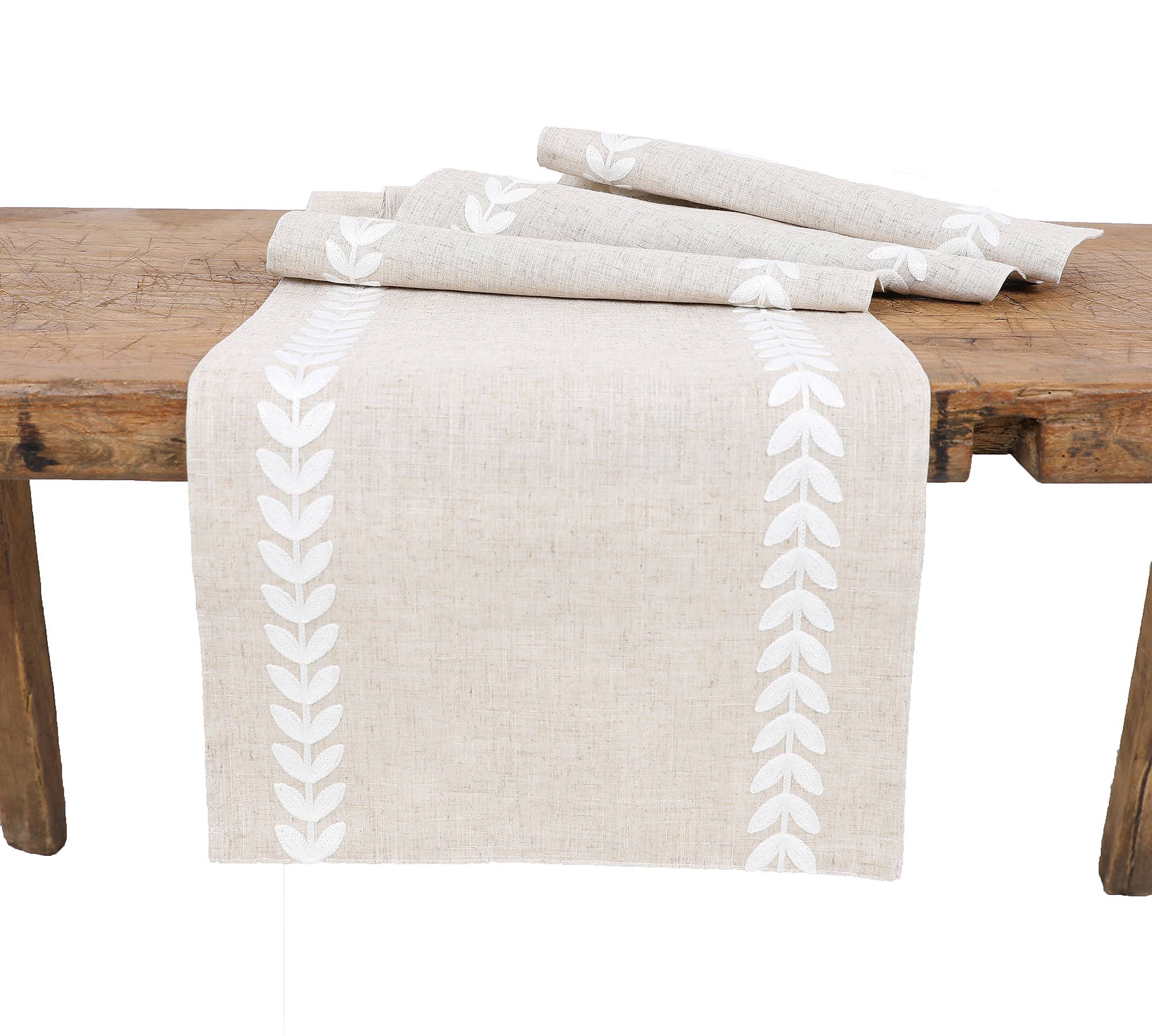 Xia Home Fashions & Manor Luxe - Wholesale Table Runner - Cute Leaves Crewel Embroidered Table Runner8